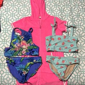 Size 10 crew cuts  cover-up or 8-9 Watermelon gab bikini and size 10 floral